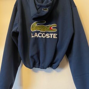 Lacoste navy blue cropped hoodie